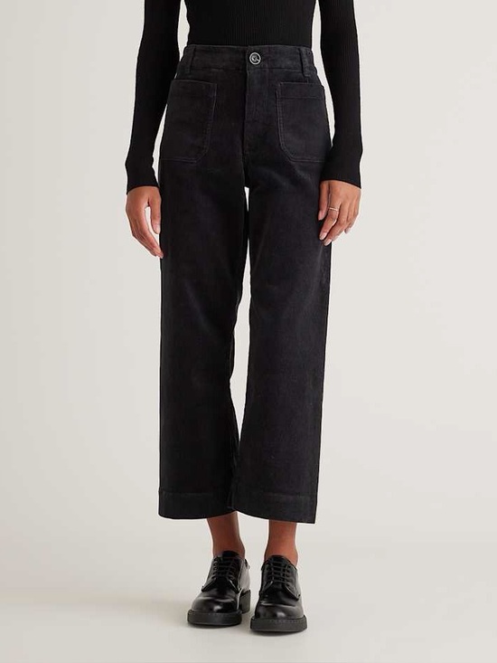 Quince Pants - Quince Organic Stretch Corduroy Cropped Wide Leg Pants